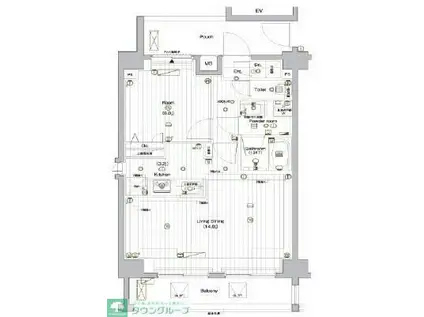 プレミアムキューブ上野毛MO(1LDK/5階)の間取り写真