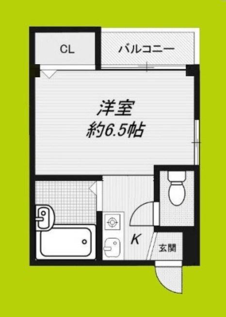 グリーンブリッジ(ワンルーム/2階)の間取り写真
