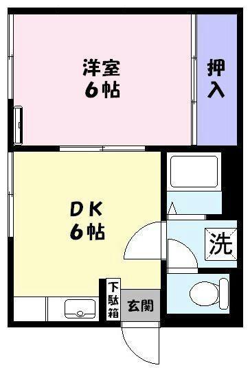 グリーンハイツ(1DK/2階)の間取り写真