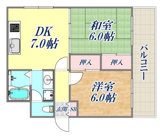 グレーテル森(2DK/2階)の間取り写真