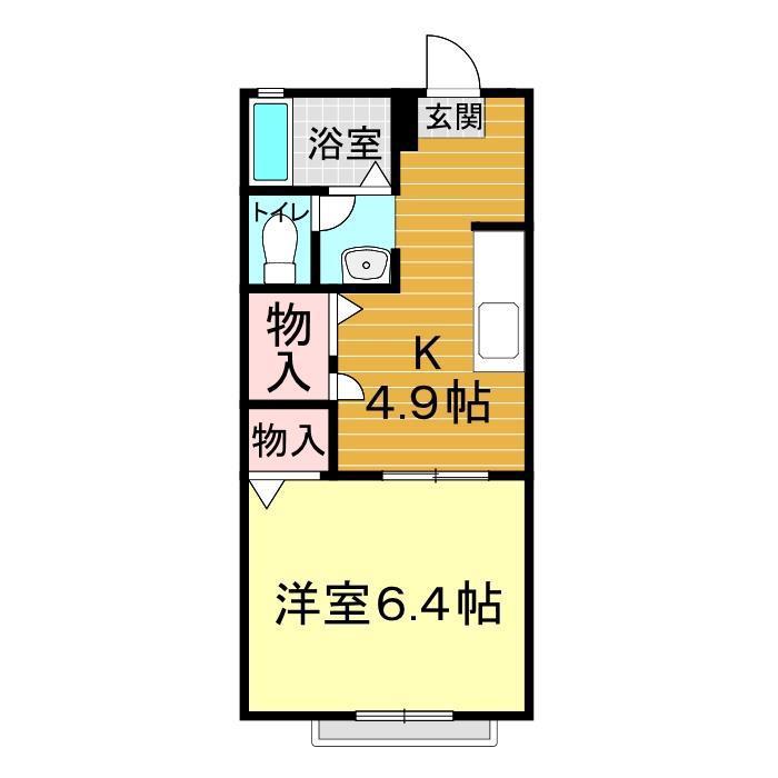 ディアスKIKI A棟(1DK/1階)の間取り写真