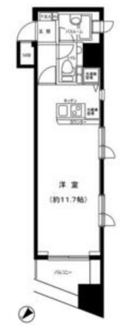 グラーサ東京イーストステュディオスクエア(ワンルーム/7階)の間取り写真