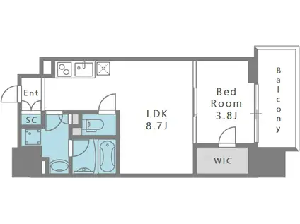 エル・セレーノ天満橋(1LDK/8階)の間取り写真