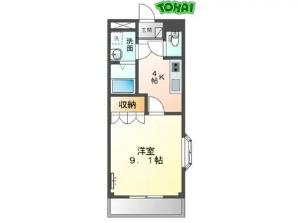 アドラーブル(1K/2階)の間取り写真