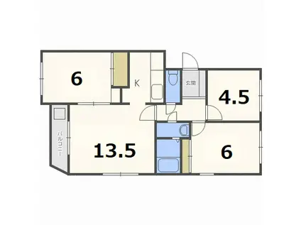 イーストマンション(3LDK/2階)の間取り写真