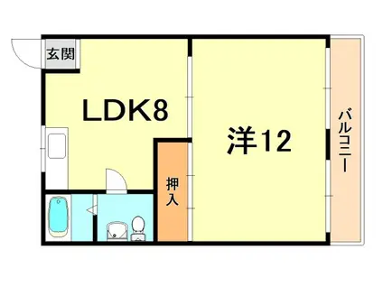 大幸ハイツ(1LDK/2階)の間取り写真