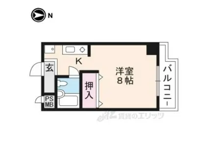 グランパレ(1K/9階)の間取り写真