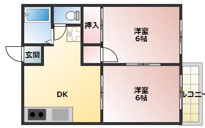 レスカールハウス(2DK/2階)の間取り写真