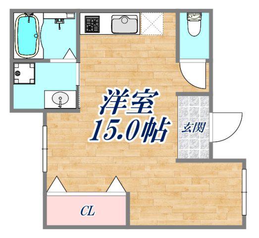 プチシャトーあけぼの(ワンルーム/2階)の間取り写真