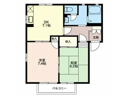 ファミール(2DK/2階)の間取り写真
