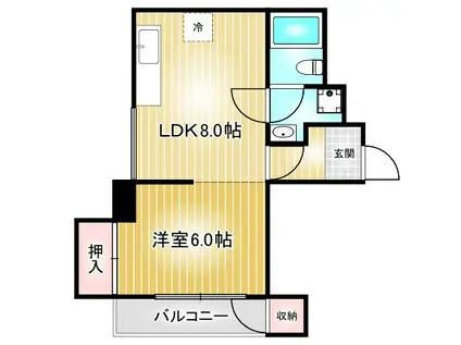中京第3ビル(1LDK/4階)の間取り写真