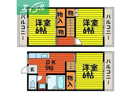 サンハイツカタヤマ(3DK/2階)の間取り写真