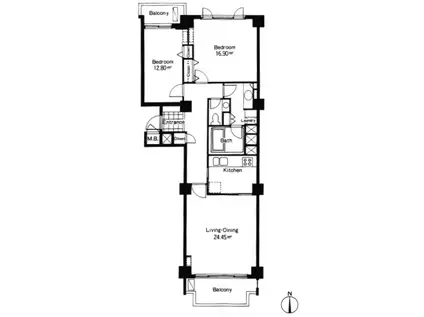 広尾ガーデンヒルズM棟(2LDK/3階)の間取り写真