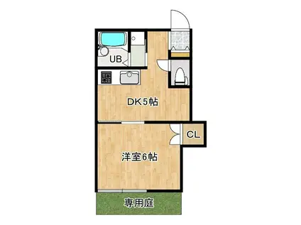 フラワーハイツ(1DK/1階)の間取り写真