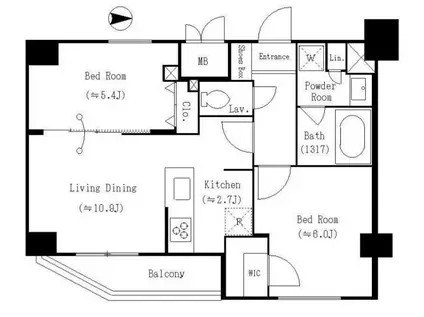 KDXレジデンス両国(2LDK/7階)の間取り写真
