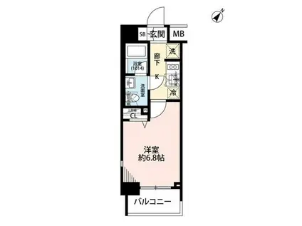 プレール・ドゥーク東京CANAL(1K/4階)の間取り写真