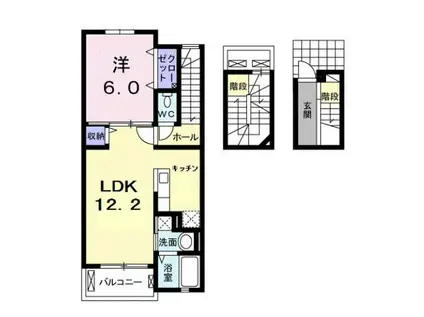 ゼフィロス北島(1LDK/3階)の間取り写真