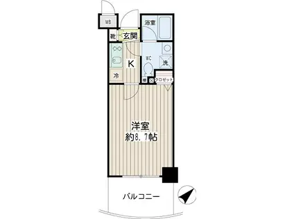 エクセル東神奈川(1K/3階)の間取り写真