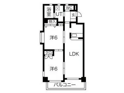 ガウディ田酉(2LDK/2階)の間取り写真