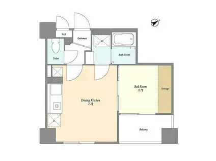 ISM東中野(1DK/2階)の間取り写真