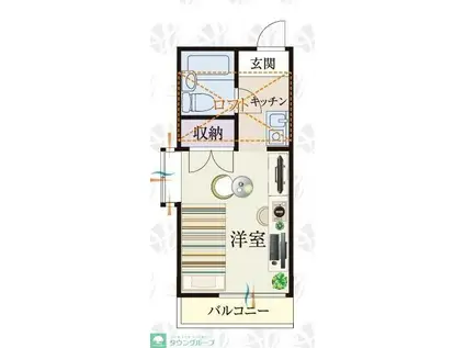 BCASA北坂戸RE-BORN(1K/1階)の間取り写真