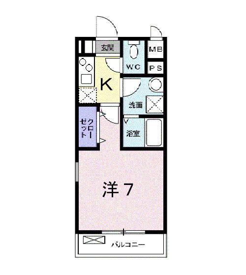 YNハイムII(1K/2階)の間取り写真