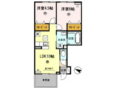 コーラルヴィラ松島III(2LDK/1階)の間取り写真