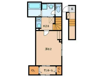 名鉄名古屋本線 新木曽川駅 徒歩17分 3階建 築4年(1K/1階)の間取り写真