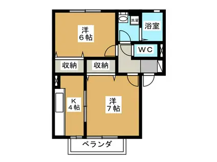 セジュール・ソシアA(2K/1階)の間取り写真