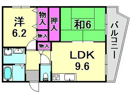 メゾン・ドュウ(2LDK/3階)の間取り写真