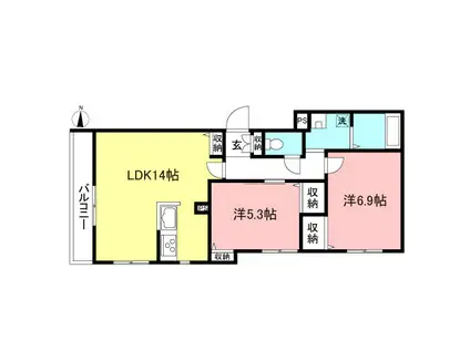 AXIA(2LDK/3階)の間取り写真