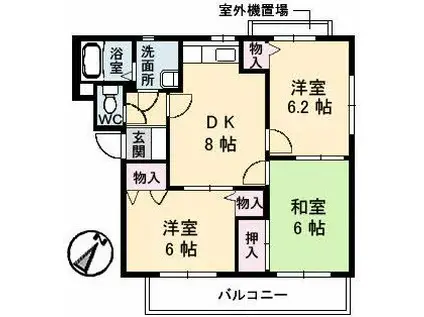 カプリス戸坂中町(3DK/3階)の間取り写真