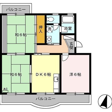 コーポラス望月(3DK/2階)の間取り写真