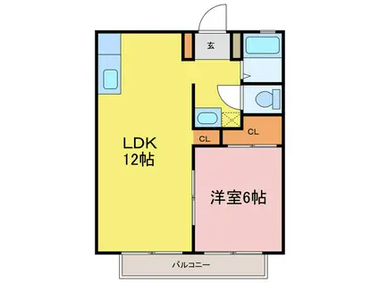 サンライフ日開野(1LDK/2階)の間取り写真