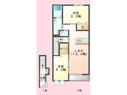 リジェール(2LDK/2階)の間取り写真