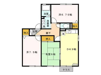 サンガーデン南四日市 A(3DK/1階)の間取り写真