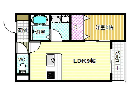 恵我之荘マンション(1LDK/3階)の間取り写真