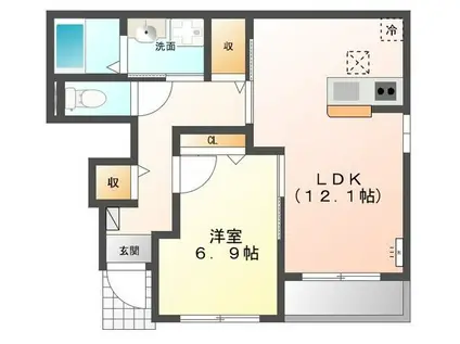 グランエストII(1LDK/1階)の間取り写真