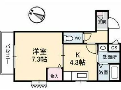 ラペジーブル(1K/4階)の間取り写真