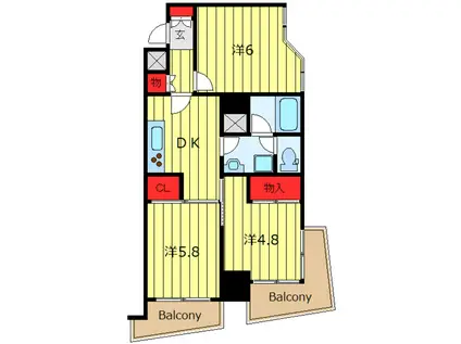 ライオンズマンション日暮里駅前(3DK/7階)の間取り写真