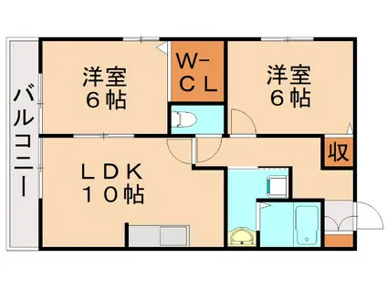 プロムナードMB棟(2LDK/2階)の間取り写真