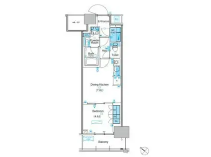 パークアクシス豊洲キャナル(1DK/4階)の間取り写真