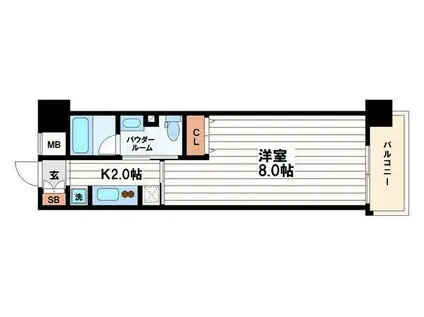 グランマーレ天満橋(1K/4階)の間取り写真