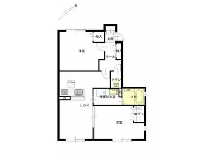 ヴィアソーレ 参番館 C(2LDK/1階)の間取り写真