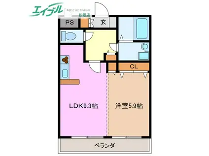 AQUA COURT(1LDK/2階)の間取り写真