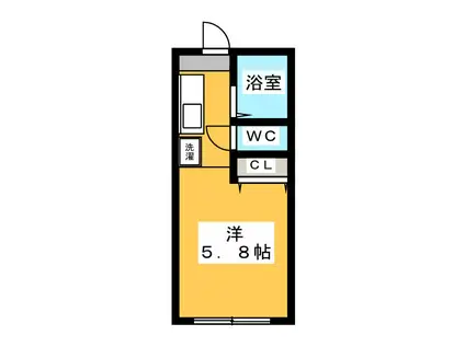 あすなろハイツB(ワンルーム/2階)の間取り写真