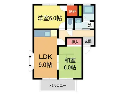 ボヌール95(2DK/2階)の間取り写真