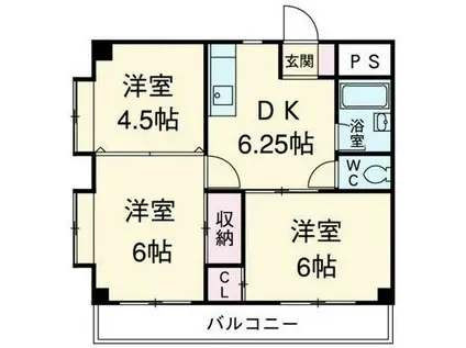 築山コーポ(3DK/2階)の間取り写真