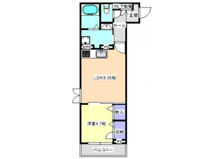 東雲MEビル(1LDK/2階)の間取り写真