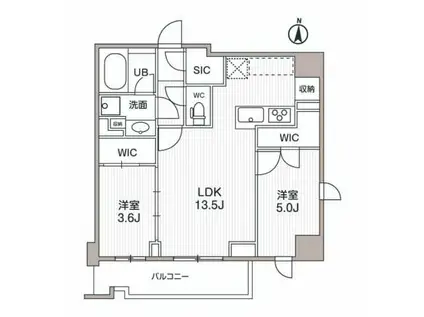 シーズンフラッツ両国サウス(2LDK/4階)の間取り写真